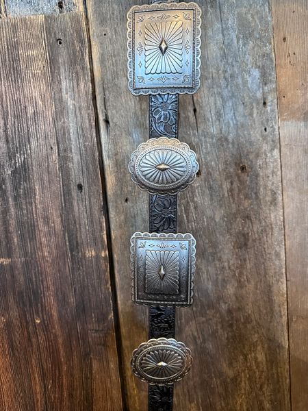 Black Embossed Concho Belt