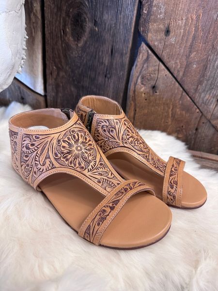 Floral Tooled Sandals