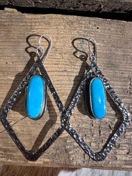 Hammered Triangle Sleeping Beauty Earrings