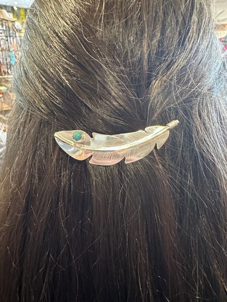 Feather & Turquoise Barrette