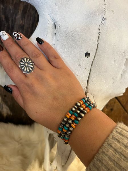 Navajo Pearl, Spiny Oyster, and Turquoise Wrap Bracelet
