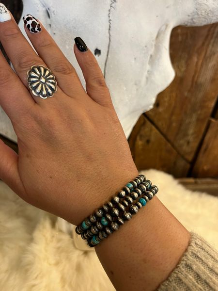 Navajo Pearl and Turquoise Wrap Bracelet