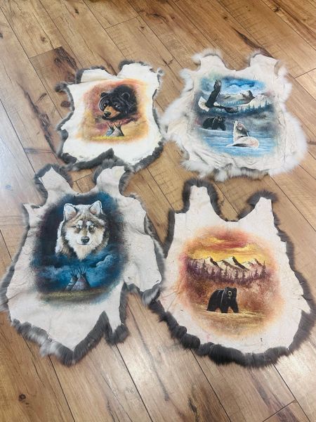 Hand Painted Rabbit Skin