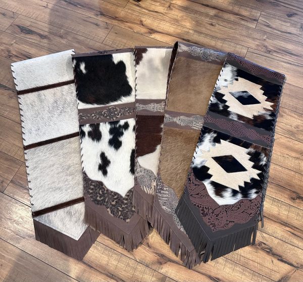 Cowhide Table Runner With Fringe