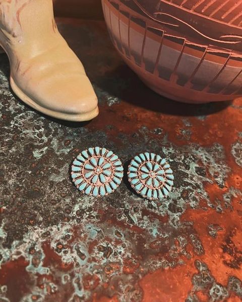 Zuni Sleeping Beauty Concho Earrings
