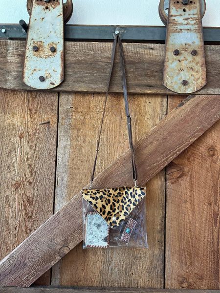 CLEARANCE Cowhide Leopard Clear Purse