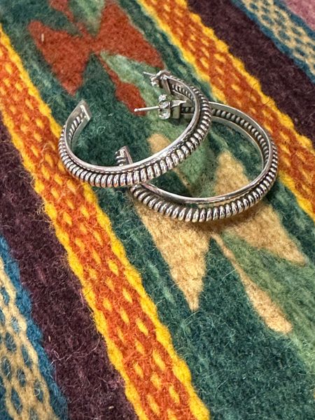 Silver Stud Half Hoop Earrings