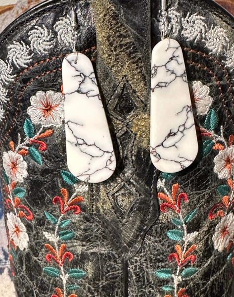 White Buffalo Slab Earrings