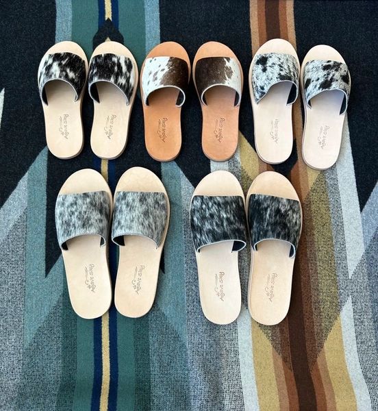 Nadia Cowhide Slides