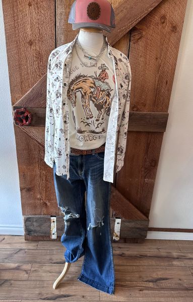 Thrills N Spills Long Sleeve Snap Shirt