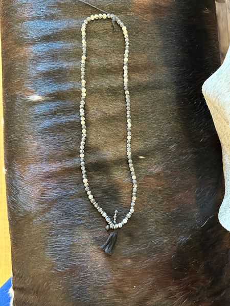 CLEARANCE Gray Beads & Tassel Necklace
