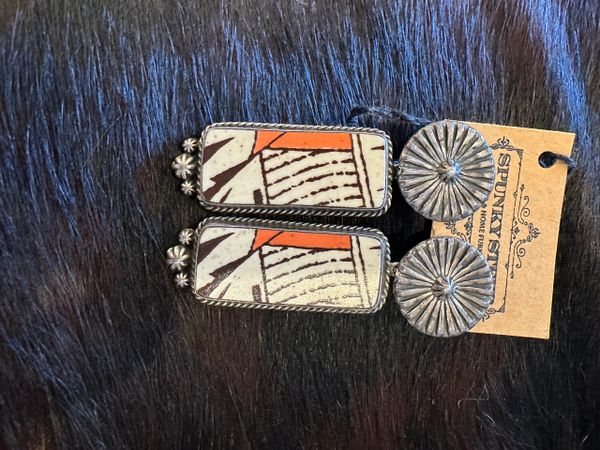 CLEARANCE Orange Square Earrings Clip On