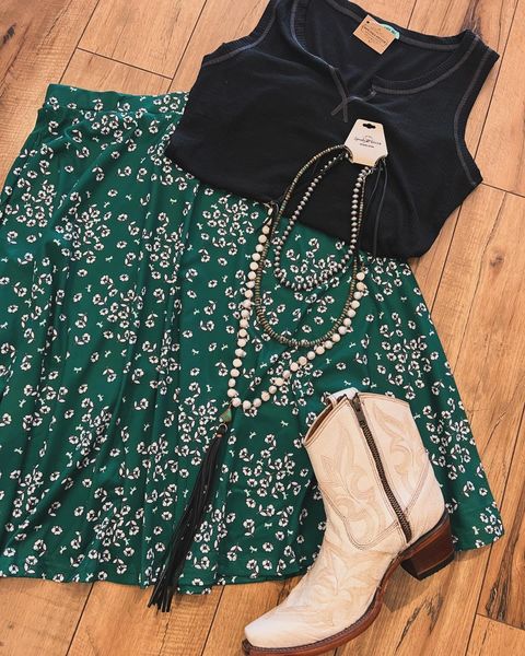 CLEARANCE Floral A-Line Knee Length Skirt