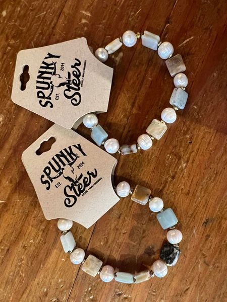 Stretch Bracelet Pearl & Amazonite