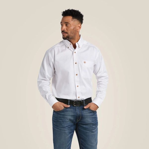 Solid Twill Long Sleeve Shirt- White