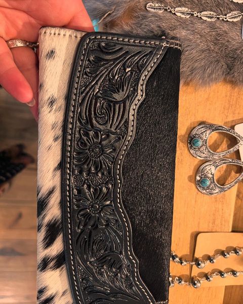 Tooled Leather Cowhide Wallet