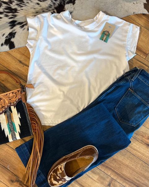 CLEARANCE Basic Tee with Cuffed Sleeves
