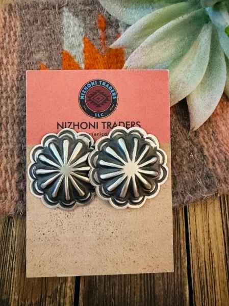 Large Concho Stud Earrings