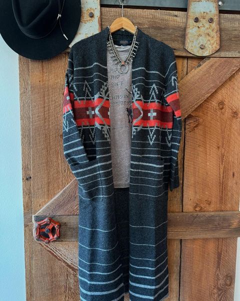 Pendleton Black Lambswool Duster Sweater