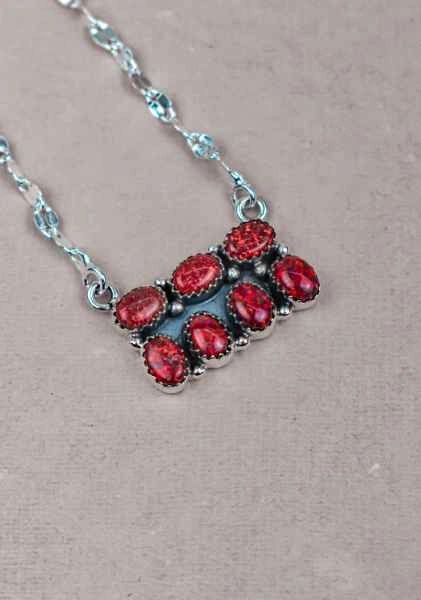 Ruby Opal Starry Gemstone Bar Necklace