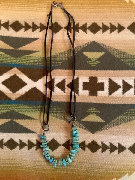 Leather Cord Necklace With Turquoise