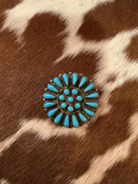 Turquoise & Silver Cluster Brooch