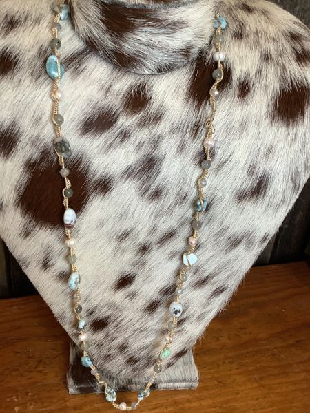 Larimar Pearl Twist Necklace