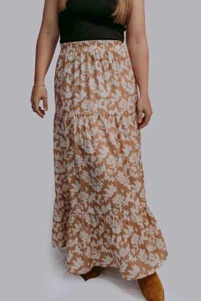 Floral Side Split Maxi Skirt