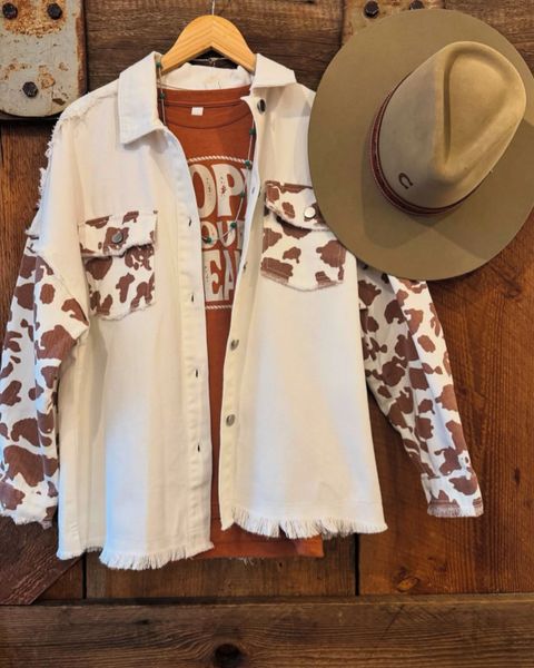 Cow Spot Denim Jacket