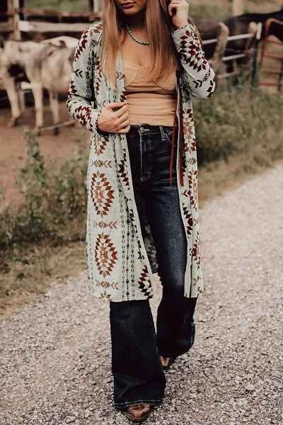 Aztec Open Front Cardigan