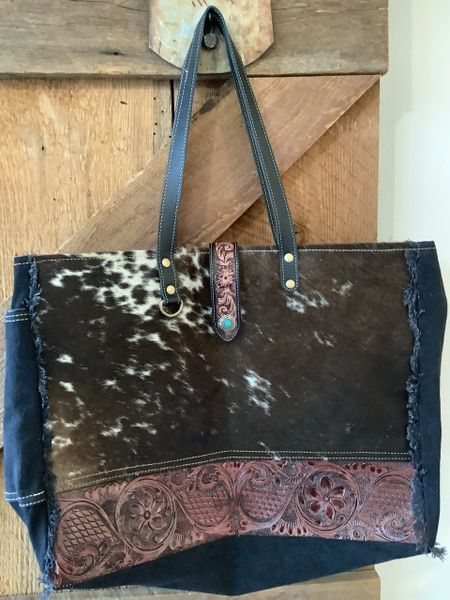 Cowhide Travel Overnight Bag