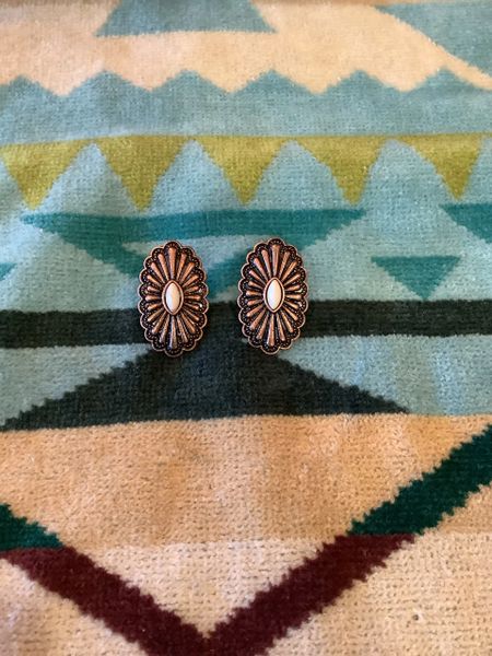 Copper & Cream Stud Earrings