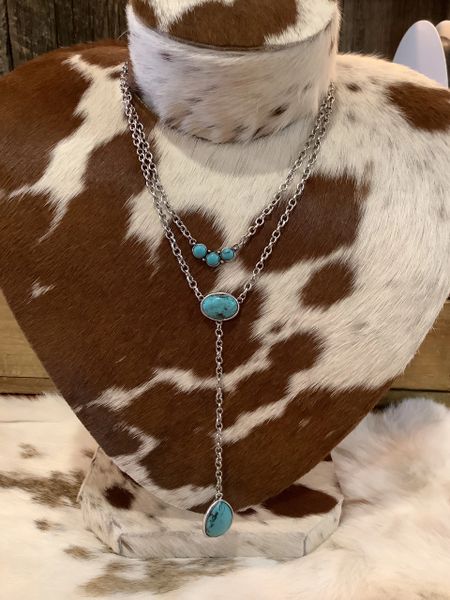 Layered Turquoise Lariat Necklace