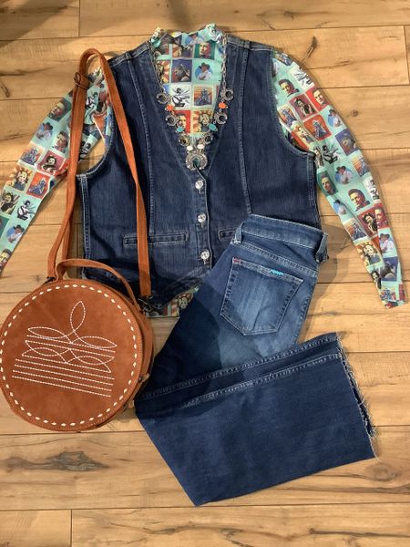 Country Western Check Mesh Top