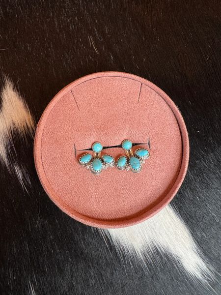 Turquoise Ear Jacket Stud Earrings Small