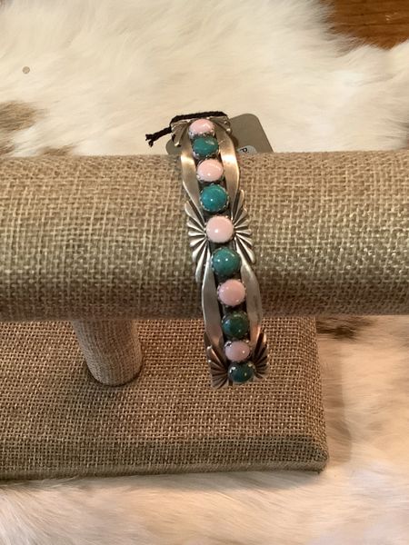 Pink Conch & Turquoise Cuff