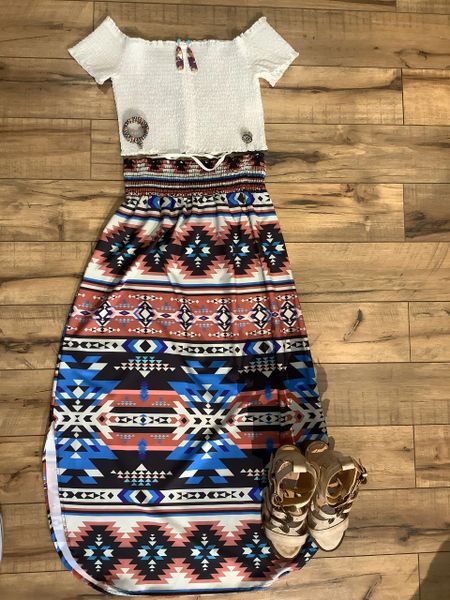 Aztec Print Smock Woven Skirt