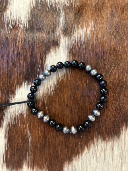 Onyx & Navajo Pearl Bracelet