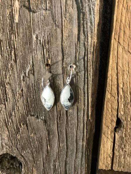 White Buffalo Dangle Earrings Designer Jewel