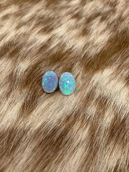 Light Blue Opal Studs Navajo Handmade
