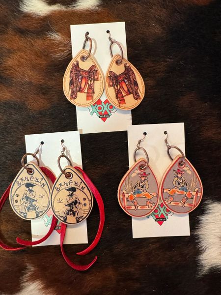 Leather Teardrop Earrings