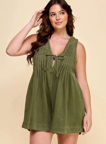 V-Neck Sleeveless Denim Romper