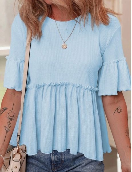 Sky Blue Ruffled Shirt
