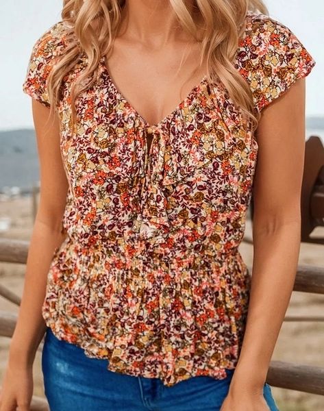 Floral Ruffled Sleeve Shirt