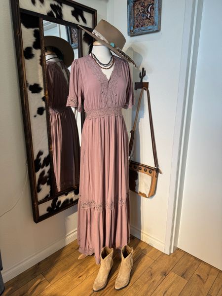 Dusty Plum V-Neck Maxi Dress