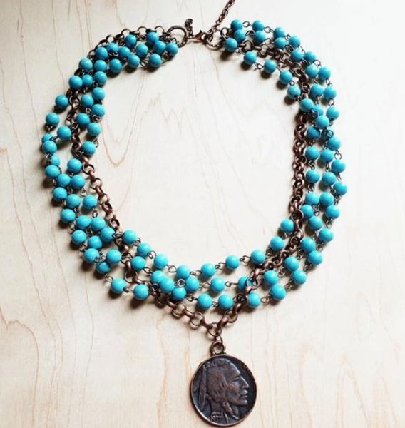 Turquoise Beaded Layered Necklace