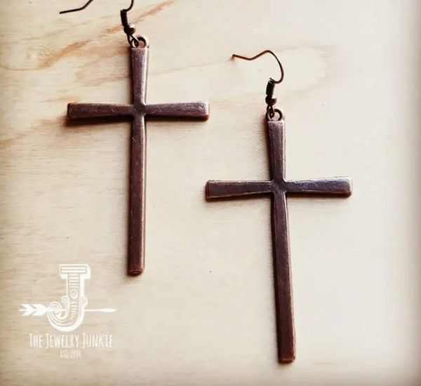 Copper Cross Dangle Earring