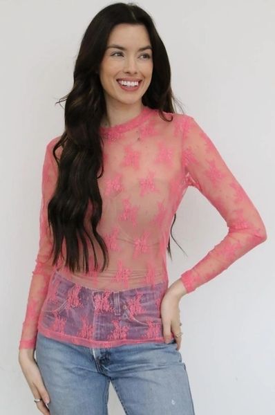 Longsleeve Lace Top Pink