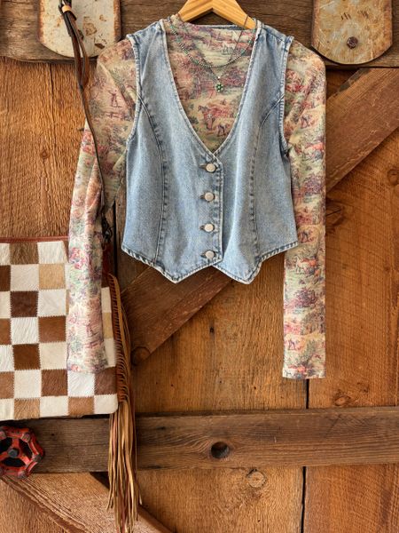 Washed Denim Fitted Vest