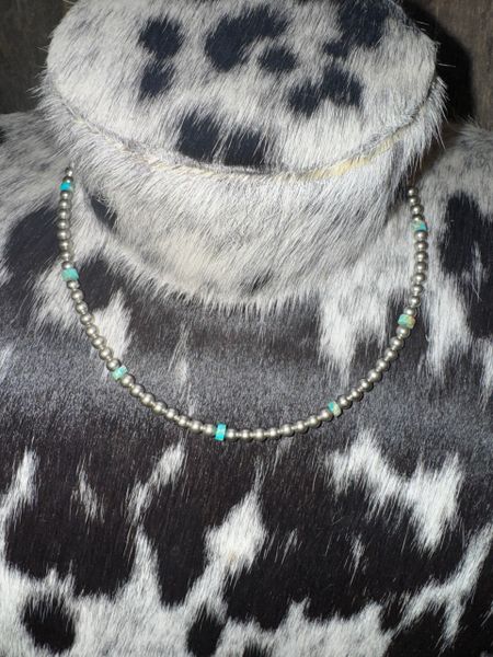 Silver Plated Choker W/ Turquoise